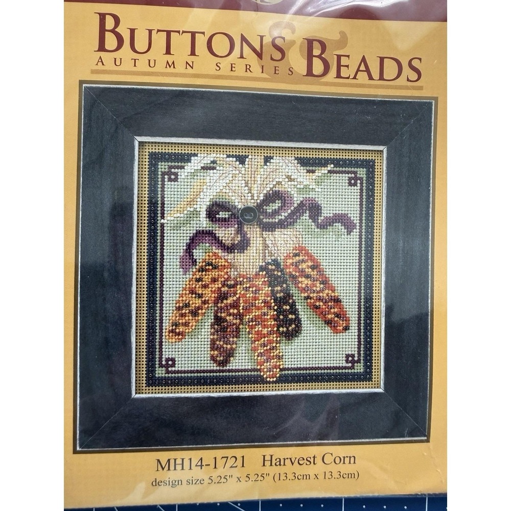 Mill Hill Buttons & Beads Autumn Series Kit Harvest Corn w Ceramic Button